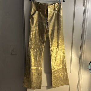 Alice + Olivia Metallic Gold Wide Legs Pants